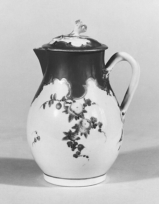 Milk jug with cover (part of a service), Worcester factory (British, 1751–2008), Soft-paste porcelain, British, Worcester 