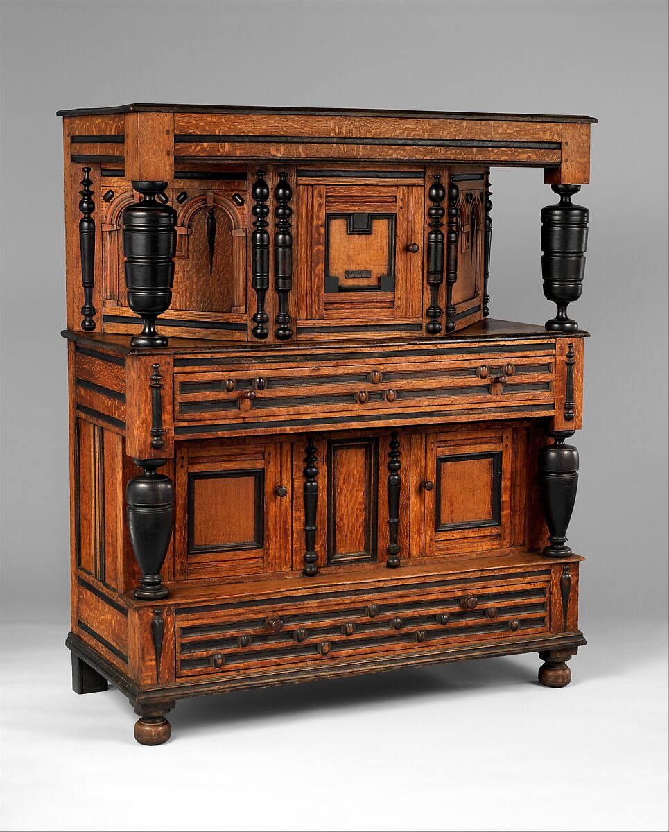 Cupboard, Oak, maple, yellow poplar, with oak and pine, American