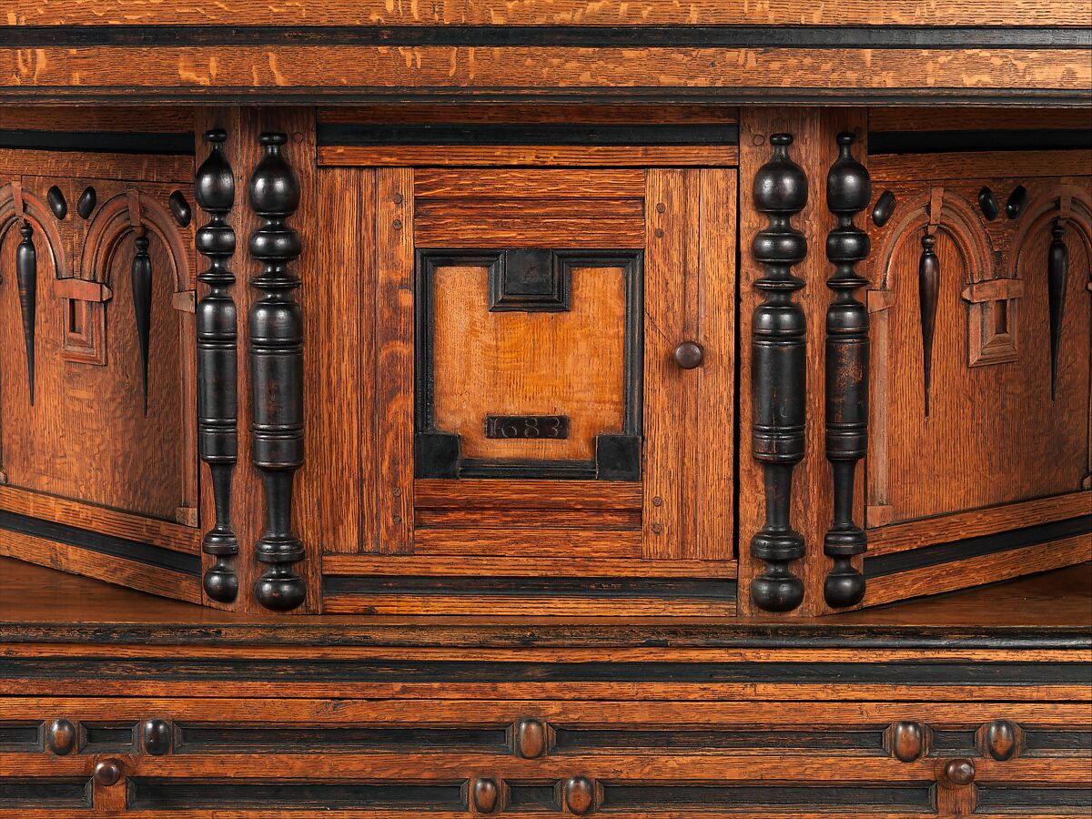 Cupboard, Oak, maple, yellow poplar, with oak and pine, American