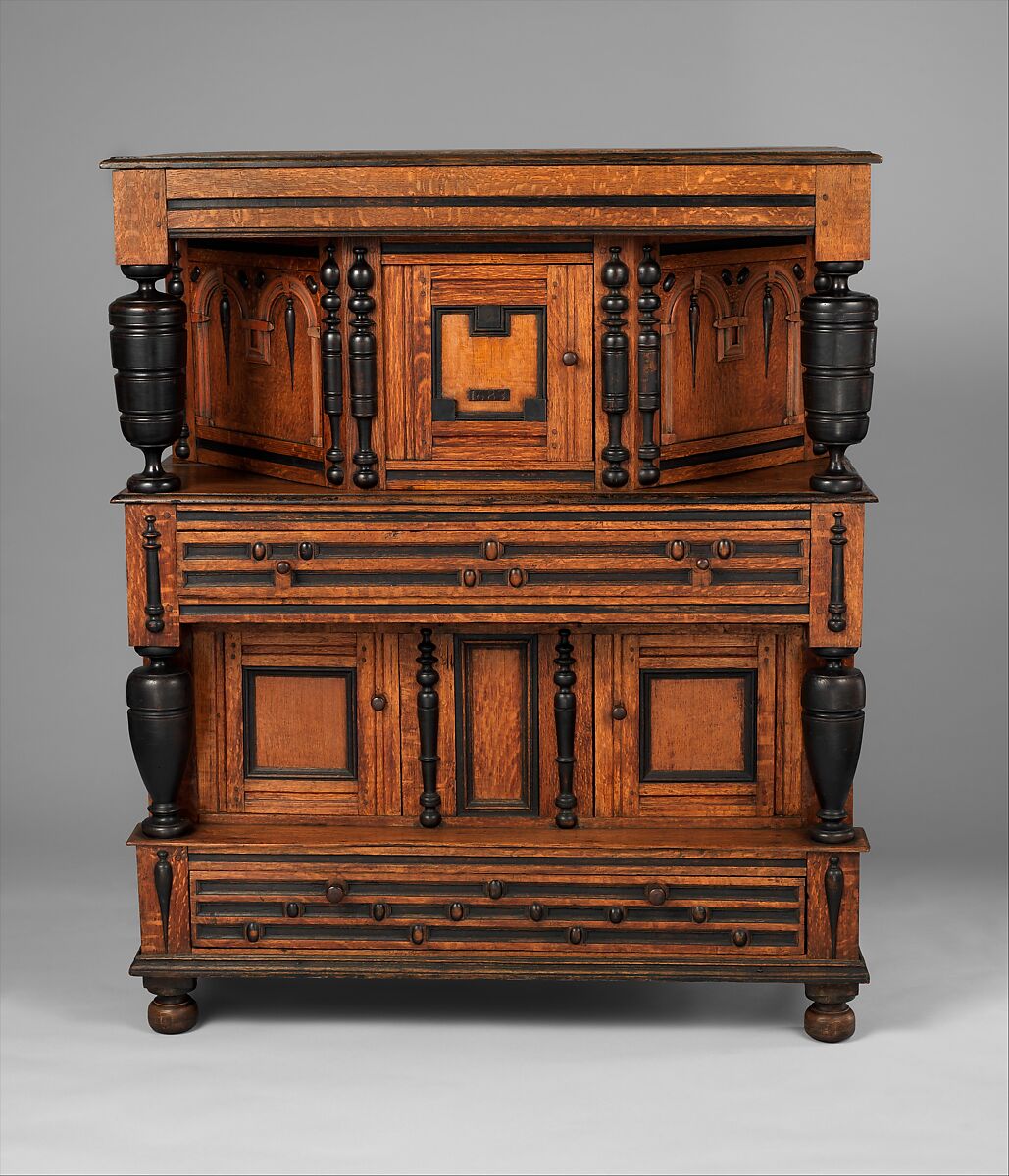 Cupboard, Oak, maple, yellow poplar, with oak and pine, American