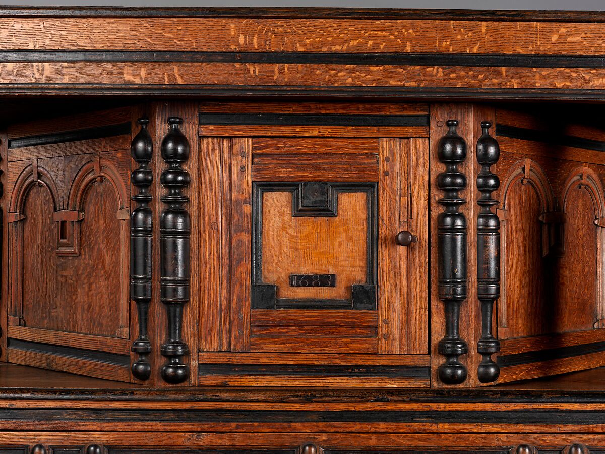 Cupboard, Oak, maple, yellow poplar, with oak and pine, American