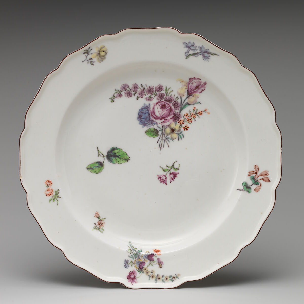 Plate (one of three), Chelsea Porcelain Manufactory (British, 1744–1784), Soft-paste porcelain, British, Chelsea 