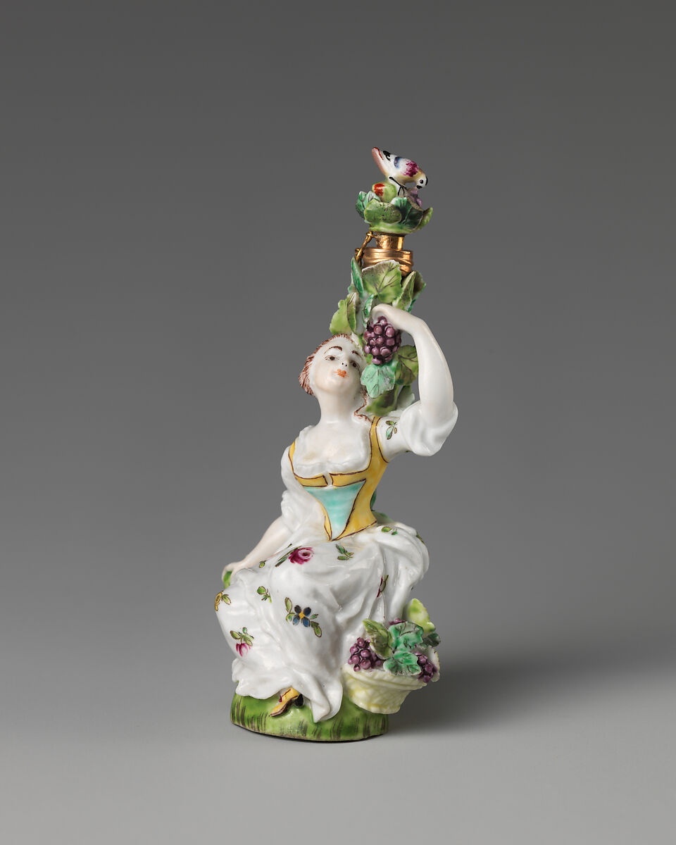 Lady seated amongst a grapevine, Saint James&#39;s Factory (British, ca. 1748/49–1760), Soft-paste porcelain, British, London 