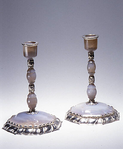 Candlestick with octagonal base (one of a pair)