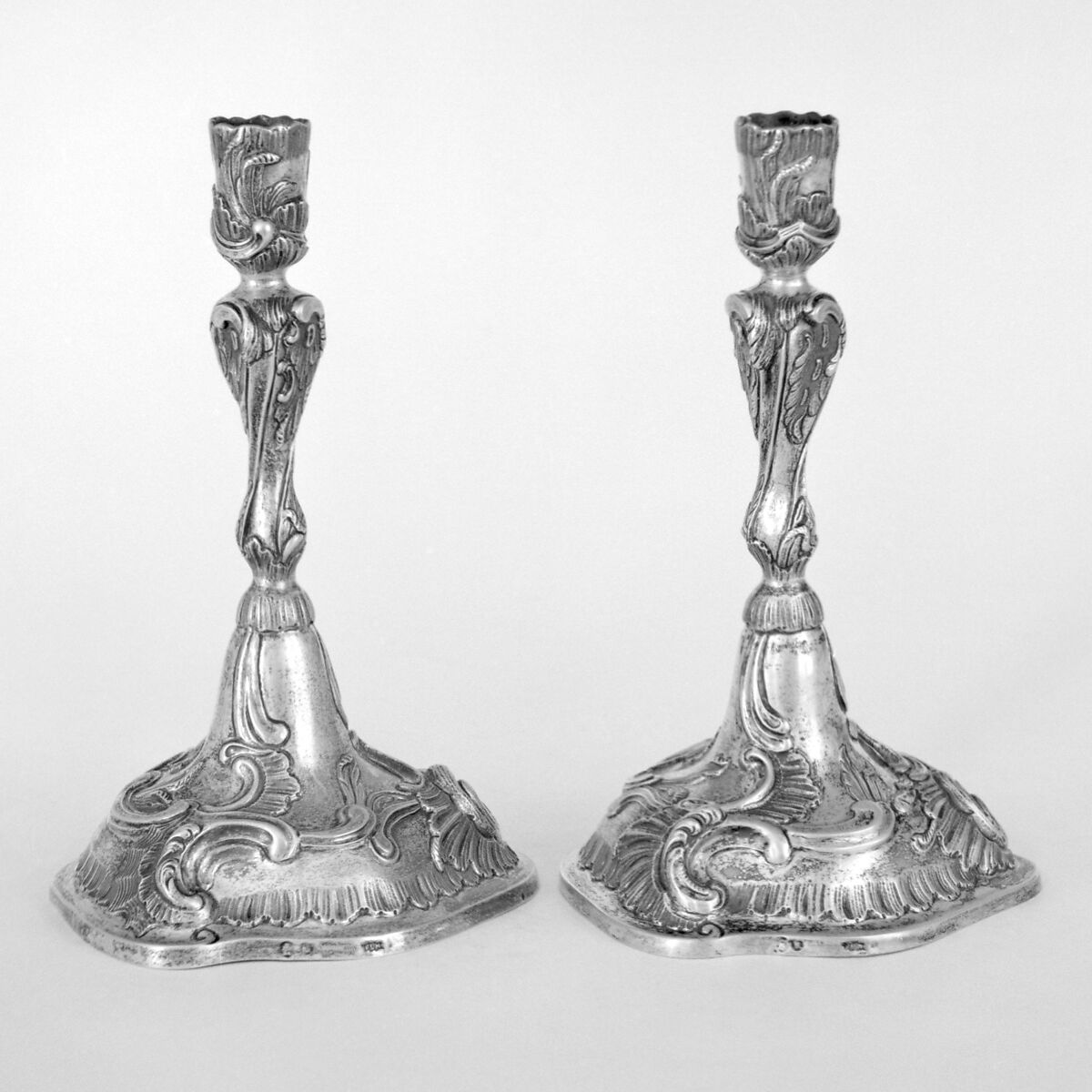 Cast candlestick (one of a pair), Silver, German, Brunswick (Braunschweig) 