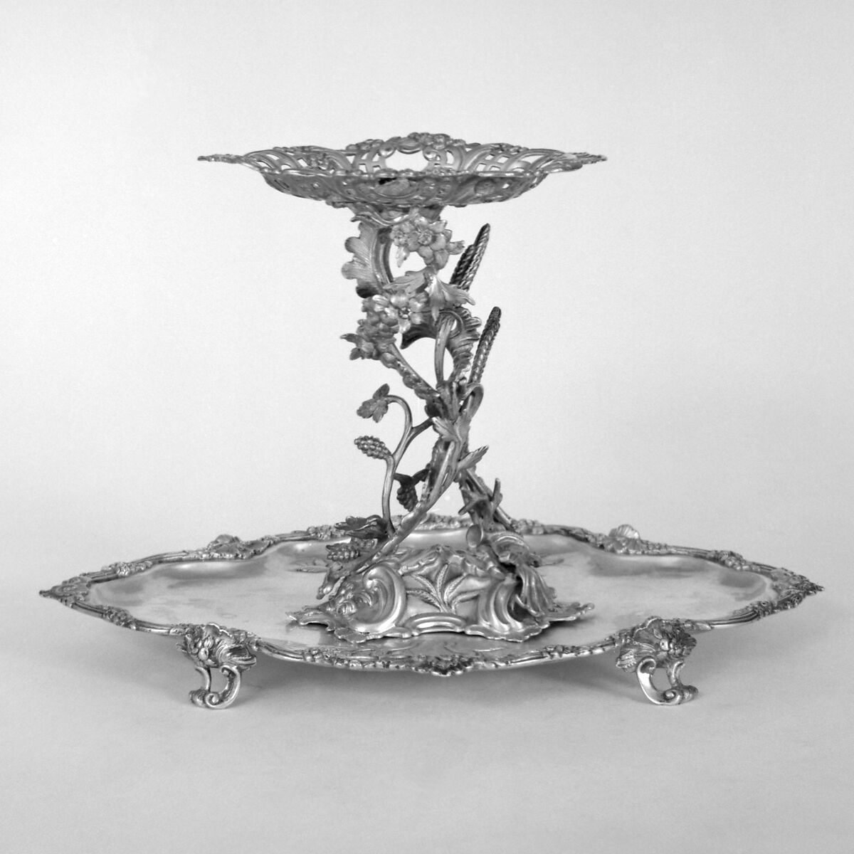 Table centerpiece, Johann Jakob Adam (ca. 1720–1791, master 1748), Silver, German, Augsburg 