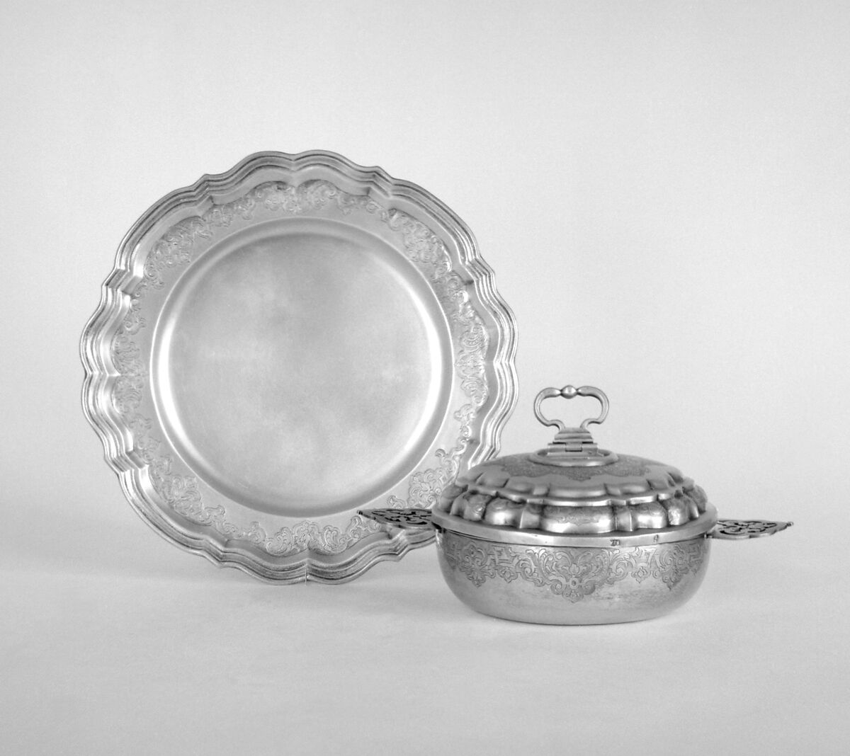 Écuelle with cover and stand, Silver gilt, German, Augsburg