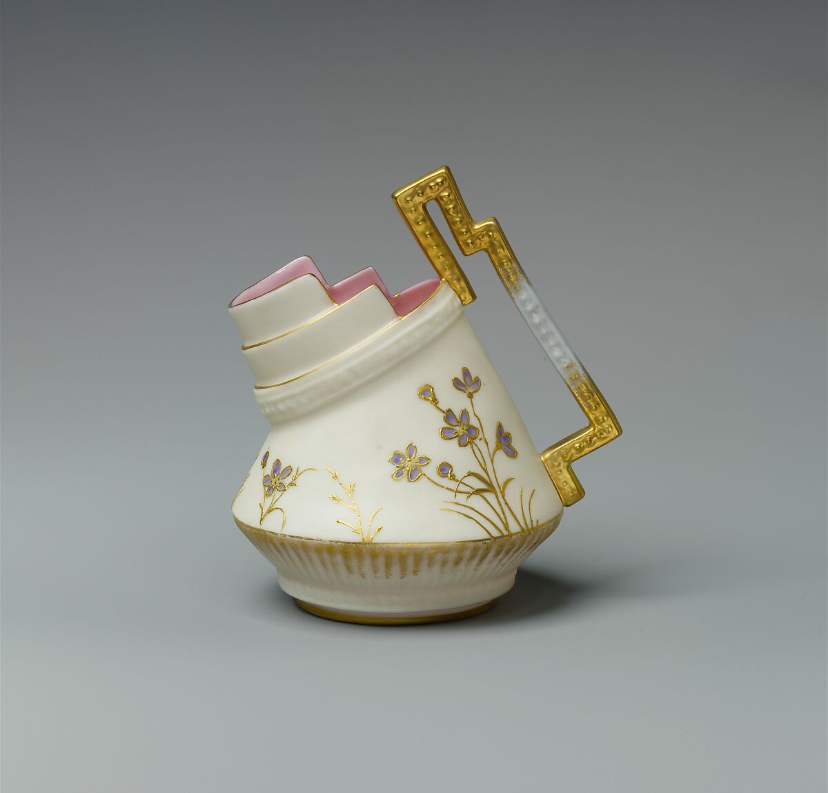Pitcher, Ceramic Art Company, Trenton, New Jersey (American, 1889–1896), Belleek porcelain, with overglaze enamel decoration and gilding, American 