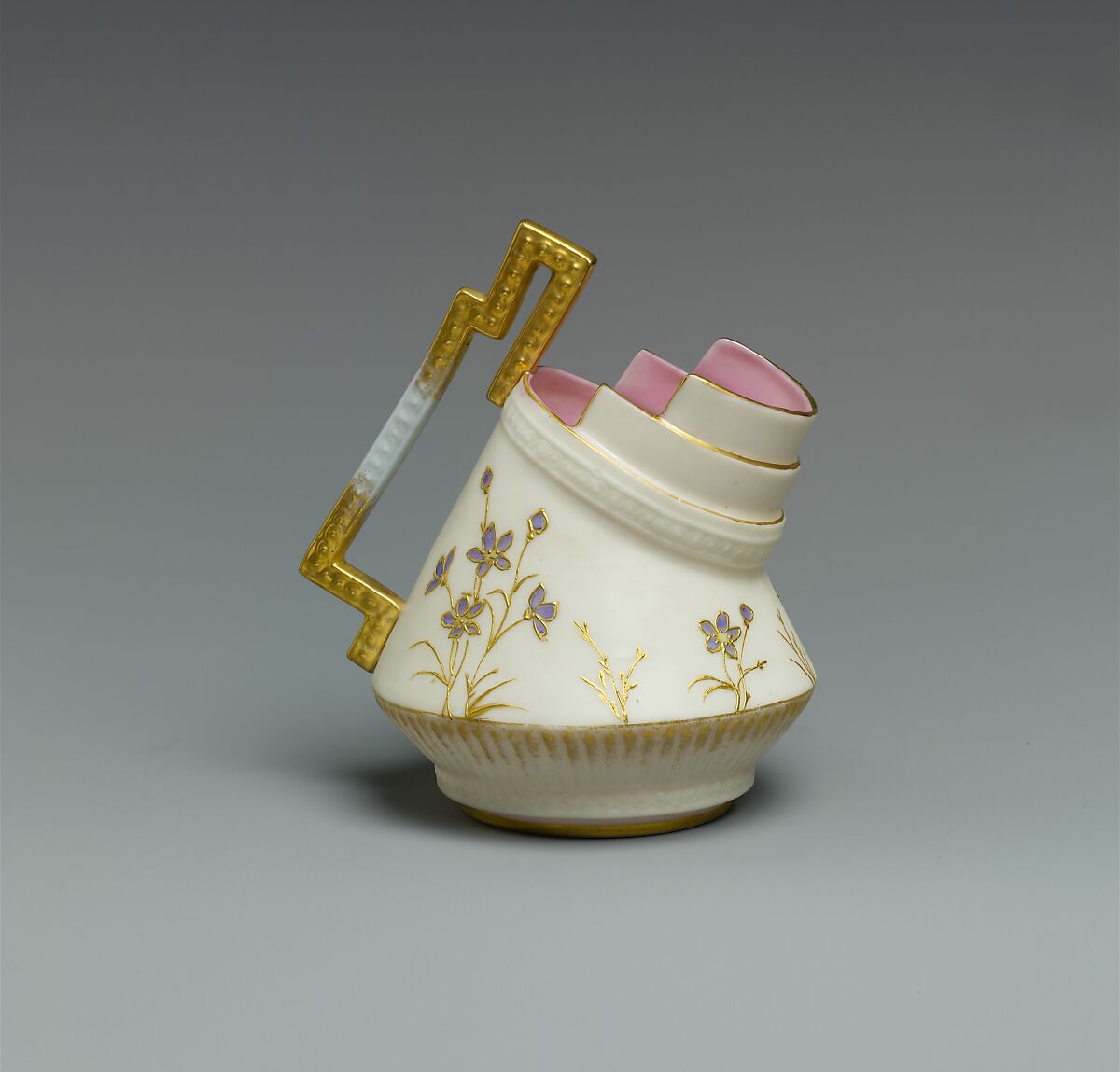 Pitcher, Ceramic Art Company, Trenton, New Jersey (American, 1889–1896), Belleek porcelain, with overglaze enamel decoration and gilding, American