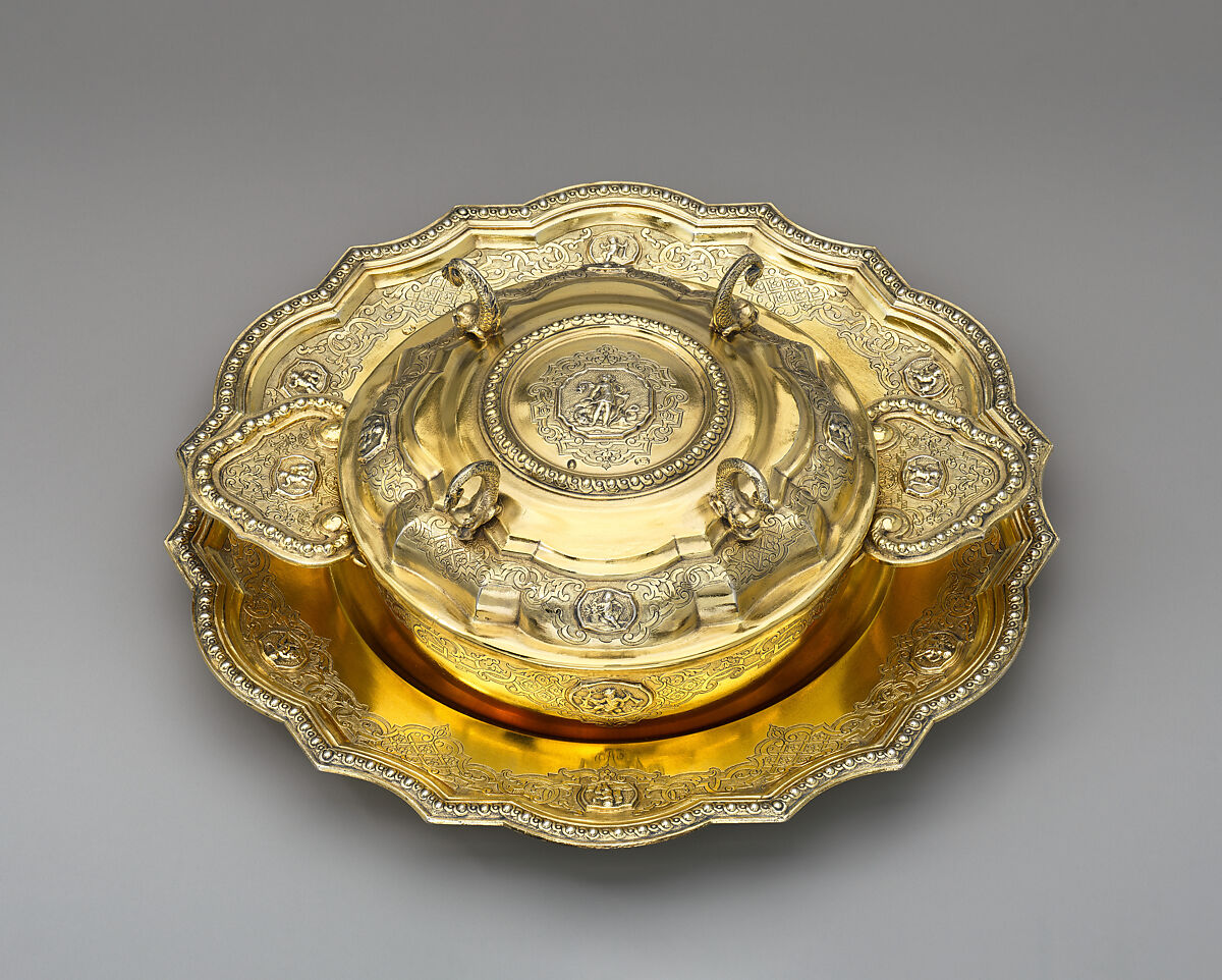 Stand for écuelle, (Johann) Daniel Schäffler I (1659–1727, master 1701), Silver gilt, German, Augsburg