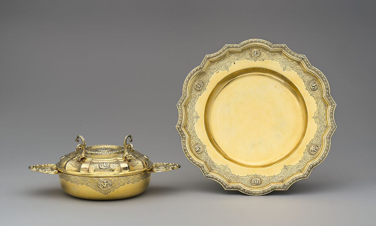 Stand for écuelle, (Johann) Daniel Schäffler I (1659–1727, master 1701), Silver gilt, German, Augsburg