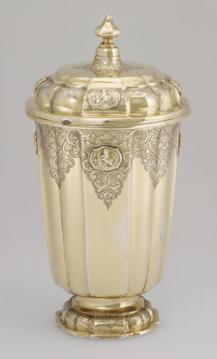 Cup with cover, Gottlieb Menzel (1676–1757, master 1709), Silver gilt, German, Augsburg 
