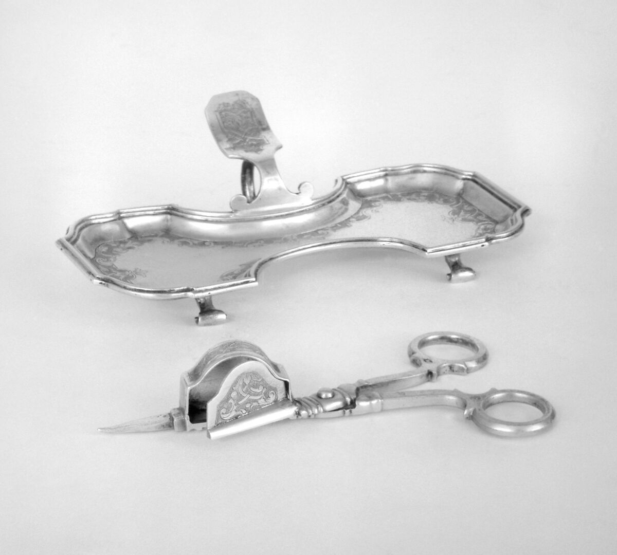 Snuffers (part of a set), Silver gilt, German, Augsburg 