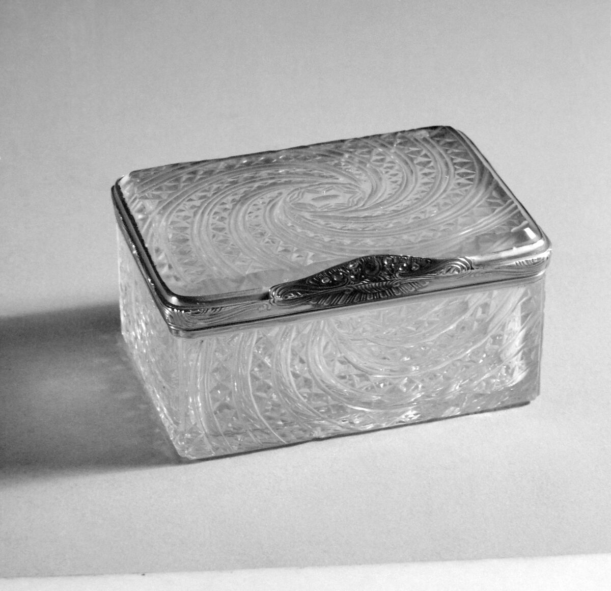 Snuffbox, Rock crystal, gold rims, Continental European 