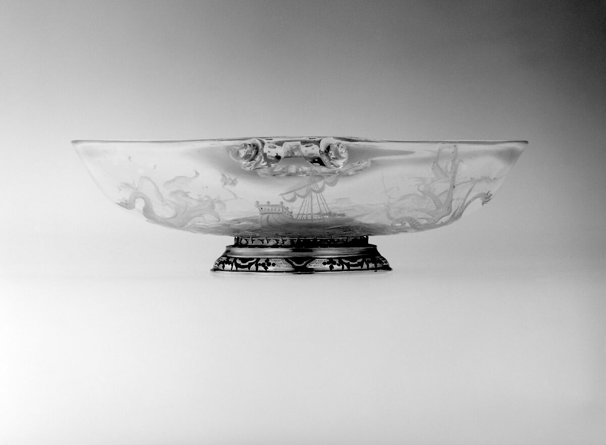 Oval cup, Rock crystal, enameled gold mounts, Italian, Milan 