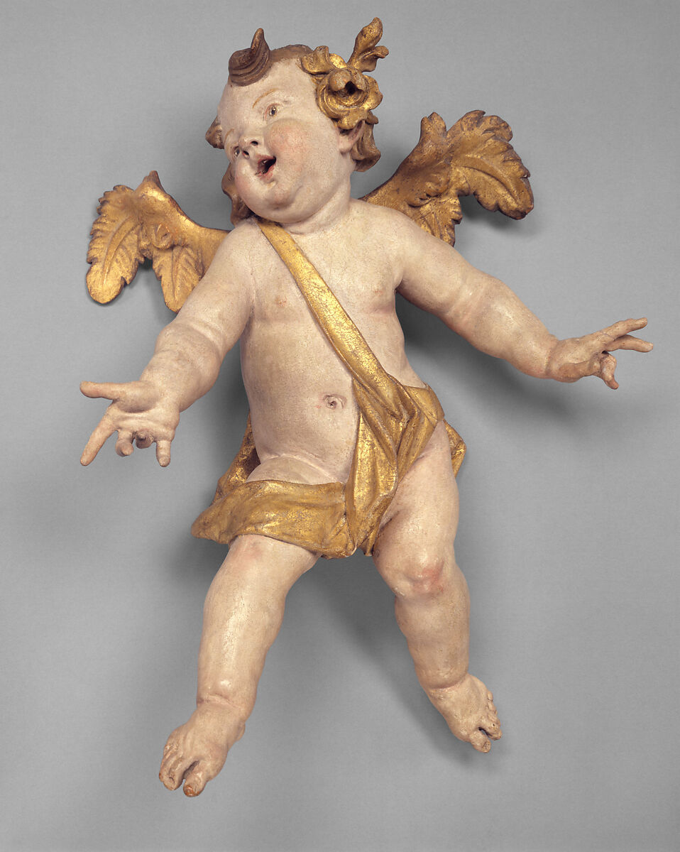 Angel, Christian Jorhan the Elder (1727–1804), Lindenwood, gilded and with original polychromy, Southern German 