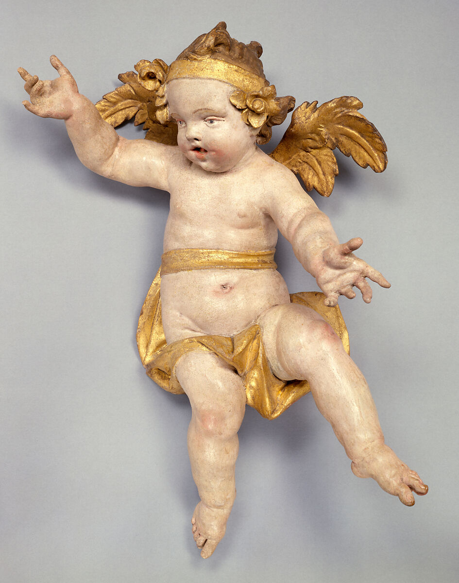 Angel, Christian Jorhan the Elder (1727–1804), Lindenwood, gilded and with original polychromy, Southern German 