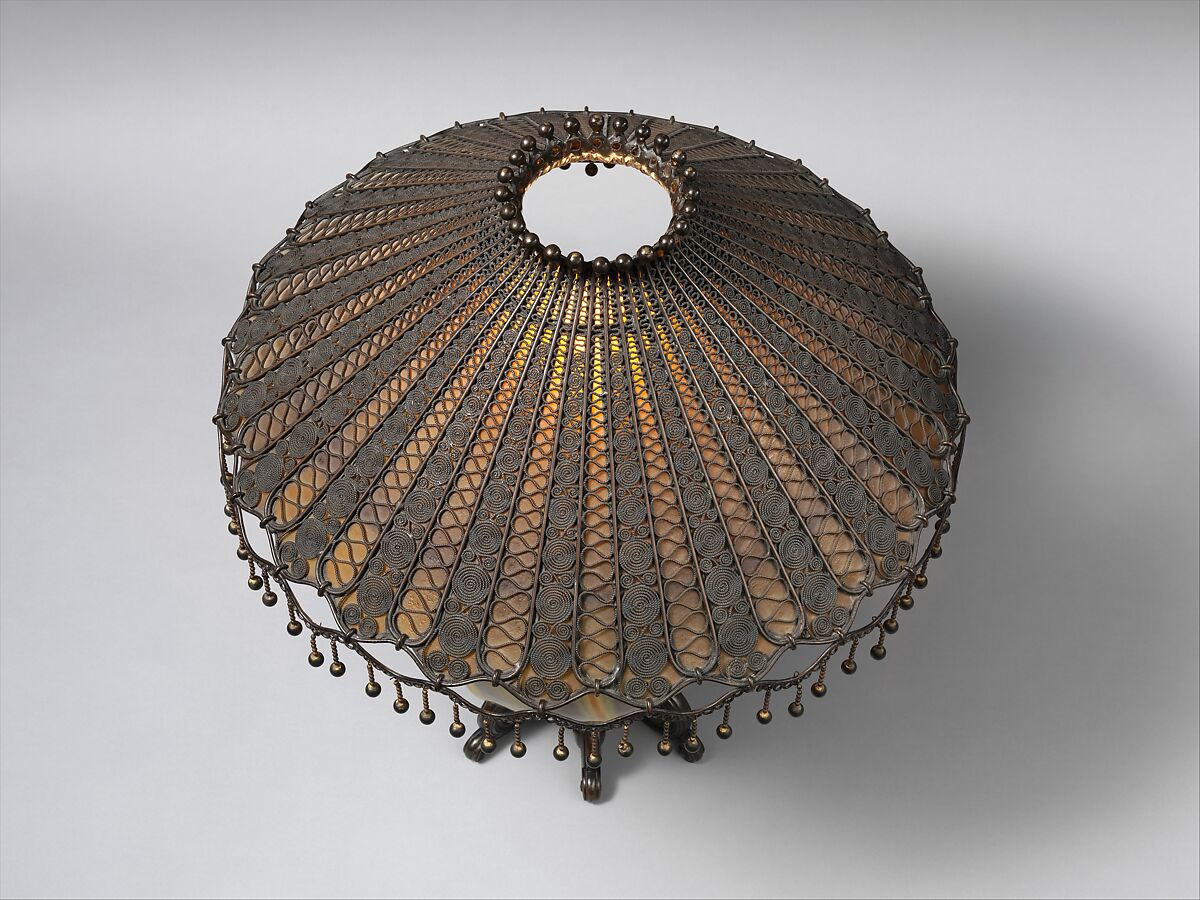 Table lamp, Tiffany Studios (1902–32), Leaded Favrile glass and patinated bronze, American