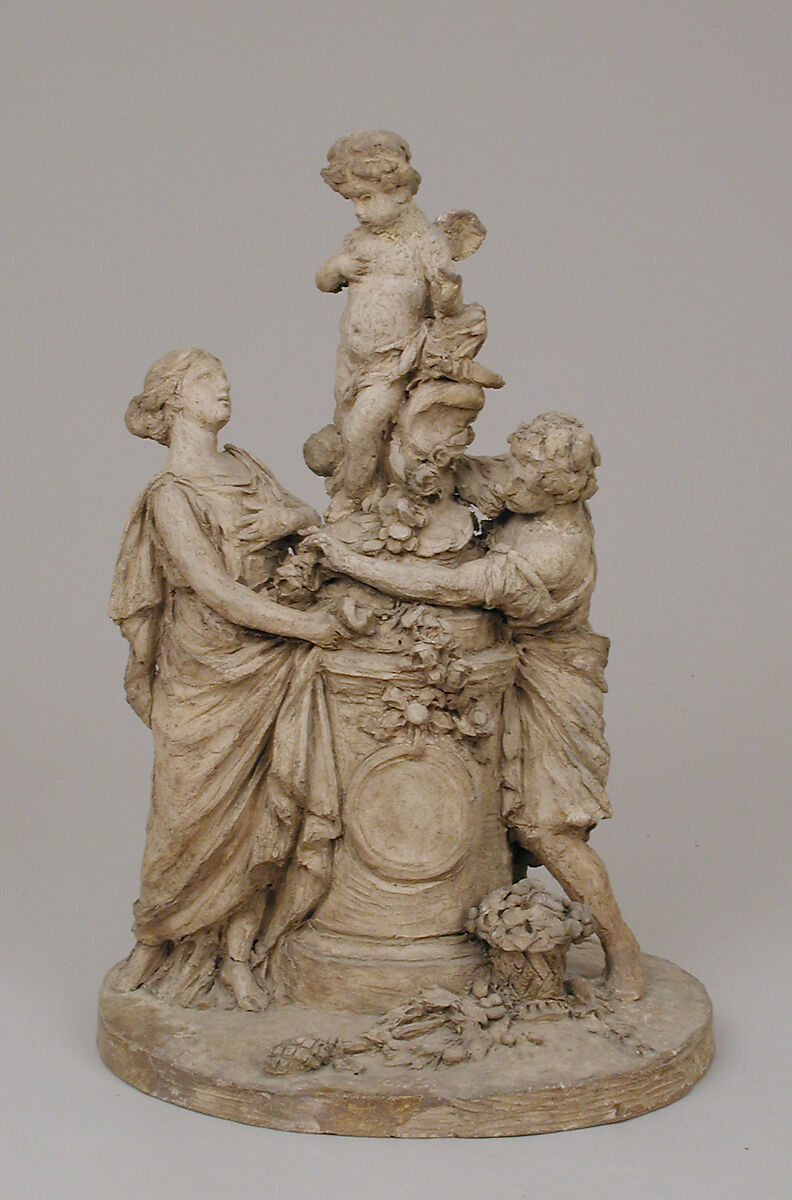 The Theft of the Rose, Louis Simon Boizot (French, Paris 1743–1809 Paris), Pale buff terracotta with traces of original coat of grayish-white pigment, French, Sèvres