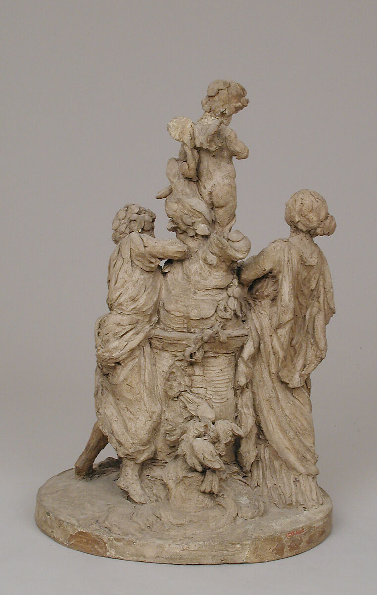 The Theft of the Rose, Louis Simon Boizot (French, Paris 1743–1809 Paris), Pale buff terracotta with traces of original coat of grayish-white pigment, French, Sèvres