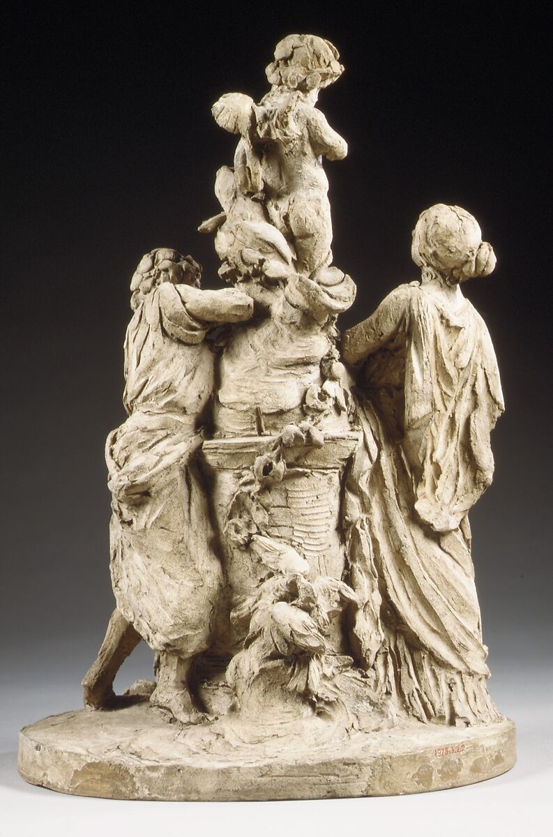 The Theft of the Rose, Louis Simon Boizot (French, Paris 1743–1809 Paris), Pale buff terracotta with traces of original coat of grayish-white pigment, French, Sèvres
