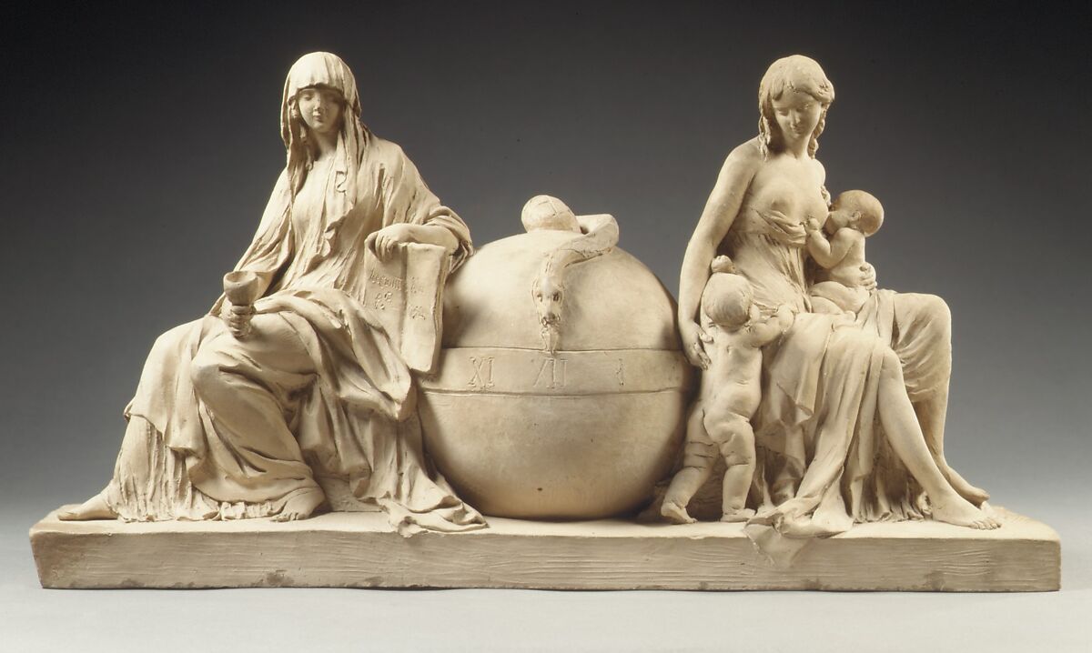 Faith and Charity, Félix Lecomte (French, Paris 1731–1817 Paris), Terracotta, French 