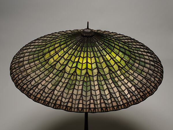 "Lotus, Pagoda" lamp, Tiffany Studios (1902–32), Leaded Favrile glass and patinated bronze, American