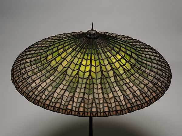 "Lotus, Pagoda" lamp, Tiffany Studios (1902–32), Leaded Favrile glass and patinated bronze, American