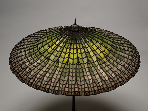 "Lotus, Pagoda" lamp, Tiffany Studios (1902–32), Leaded Favrile glass and patinated bronze, American