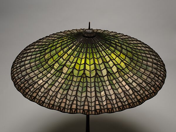 "Lotus, Pagoda" lamp, Tiffany Studios (1902–32), Leaded Favrile glass and patinated bronze, American