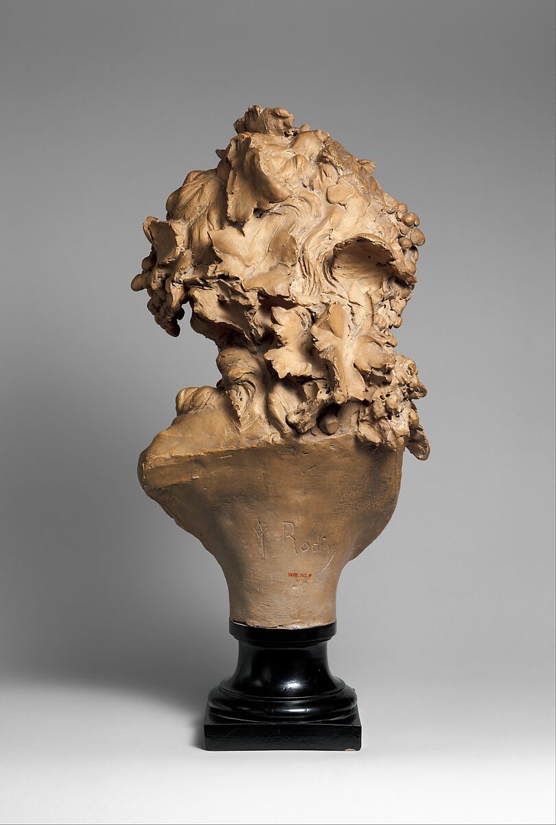 Bacchante (Grapes or Autumn), Auguste Rodin (French, Paris 1840–1917 Meudon), Terracotta, wood base, French