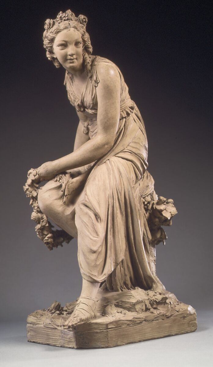 Flora, Louis Claude Vassé  French, Red terracotta, buff colored wash over grey paint, French, Paris