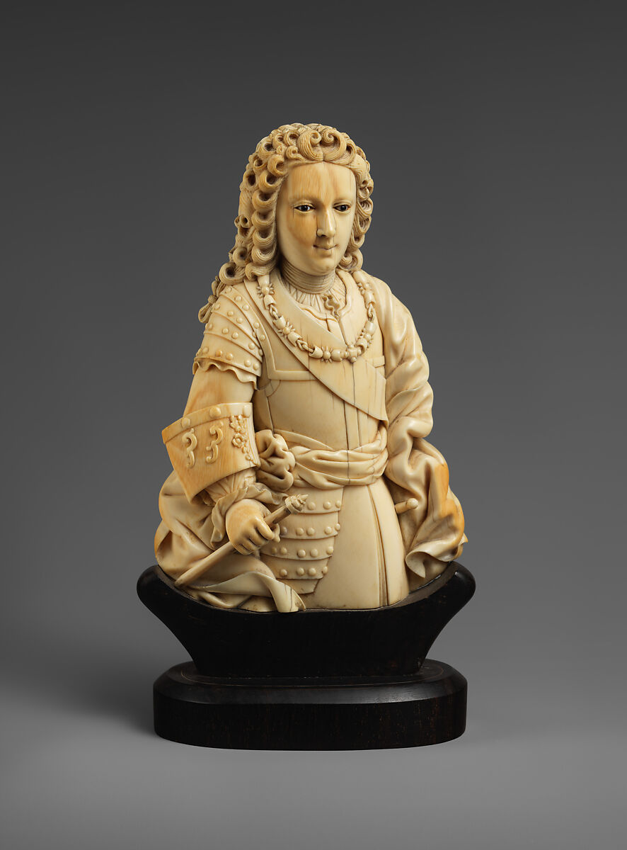 Fernando VI of Spain, Ivory, on curved ebony base, Chinese or Philippine 