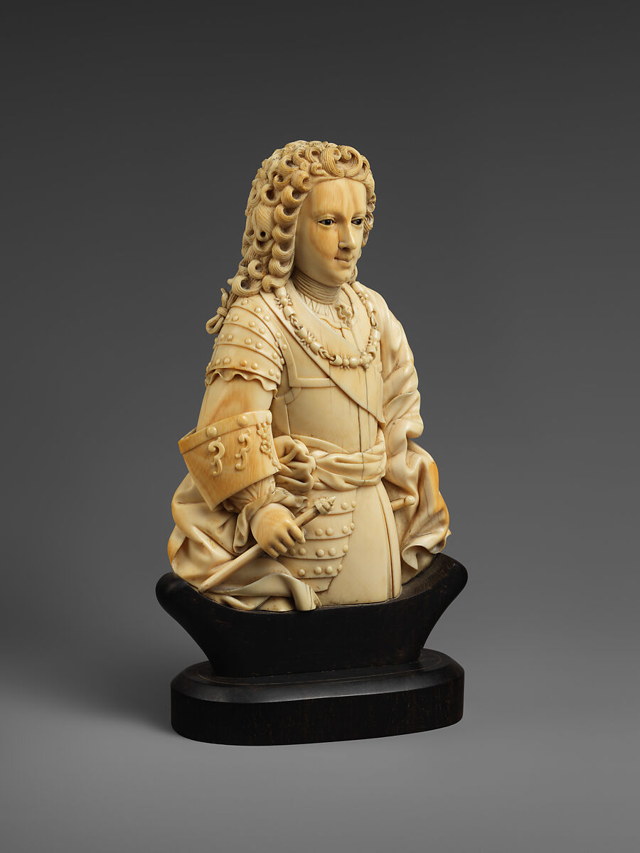 Fernando VI of Spain, Ivory, on curved ebony base, Chinese or Philippine