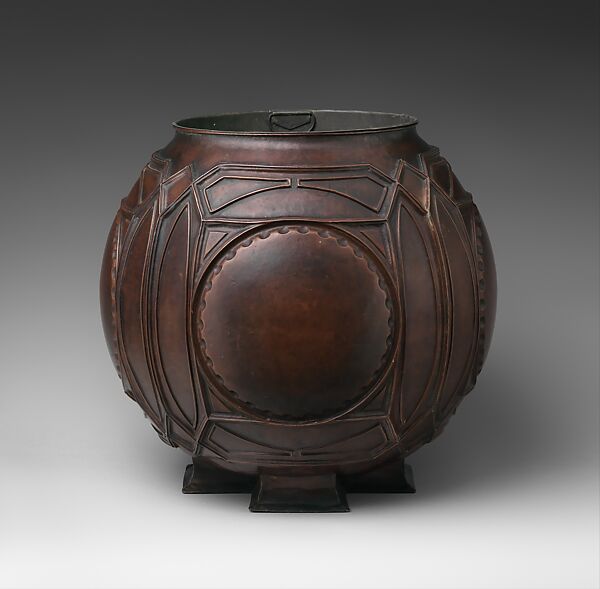 Urn, Frank Lloyd Wright (American, Richland Center, Wisconsin 1867–1959 Phoenix, Arizona), Copper with zinc liner, American 