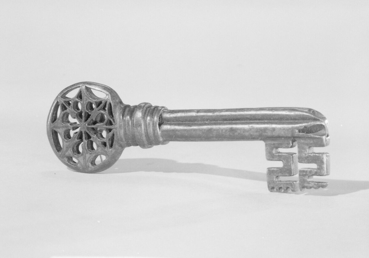 Coffer or chest key, Wrought iron, Italian 