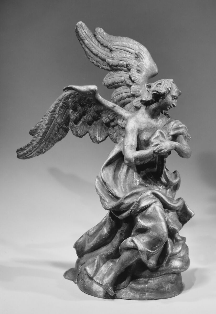 Kneeling angel (one of a pair), Gilt wood (poplar?), German, probably Franconia 