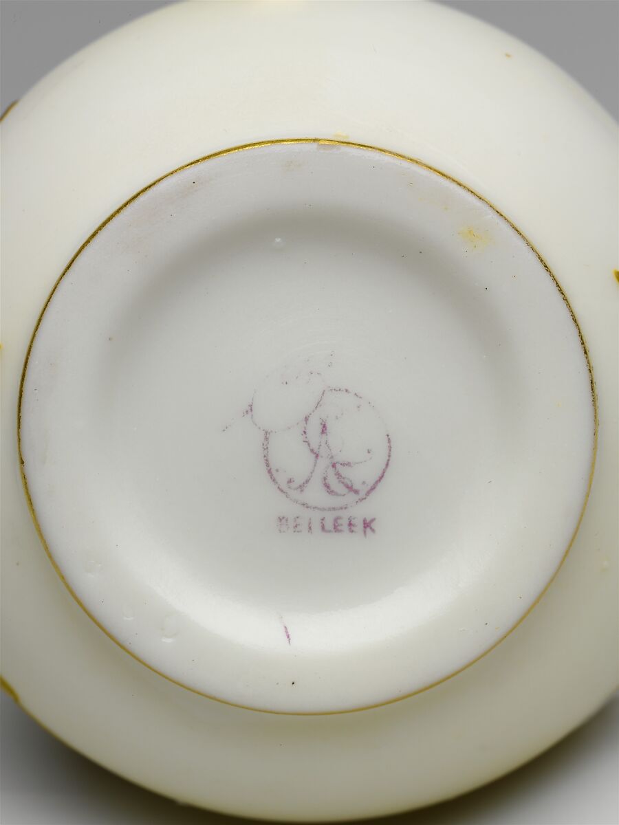 Pitcher, Ceramic Art Company, Trenton, New Jersey (American, 1889–1896), Belleek porcelain, with overglaze enamel decoration and gilding, American