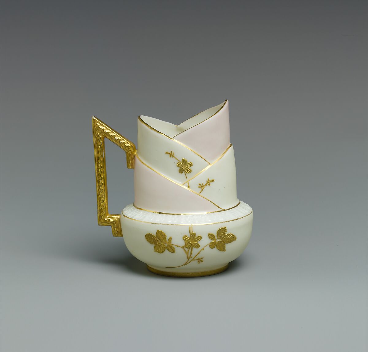 Pitcher, Ceramic Art Company, Trenton, New Jersey (American, 1889–1896), Belleek porcelain, with overglaze enamel decoration and gilding, American 