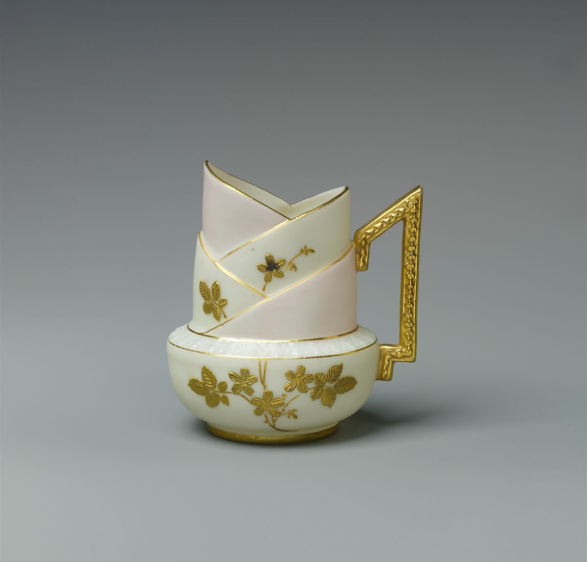 Pitcher, Ceramic Art Company, Trenton, New Jersey (American, 1889–1896), Belleek porcelain, with overglaze enamel decoration and gilding, American