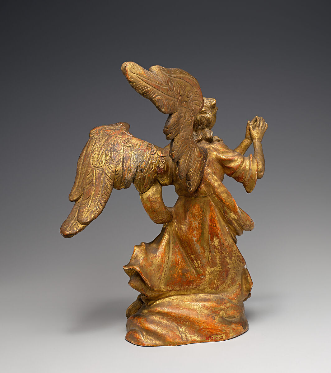 Kneeling angel (one of a pair), Gilt wood (poplar?), German, probably Franconia