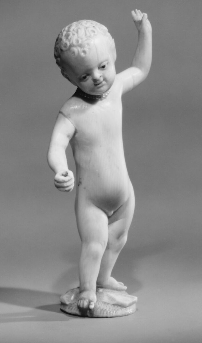 Infant Christ, Ivory, seed pearls, silk, metal thread, lace, parchment, wood and glass, Southern German