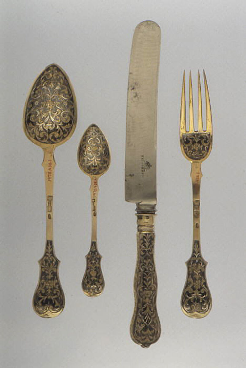 Fork, Silver gilt and niello, Russian, Moscow