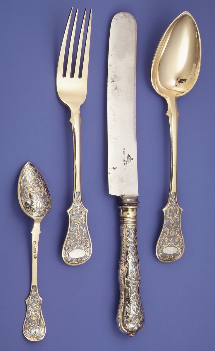 Large spoon, Silver gilt and niello, Russian, Moscow 