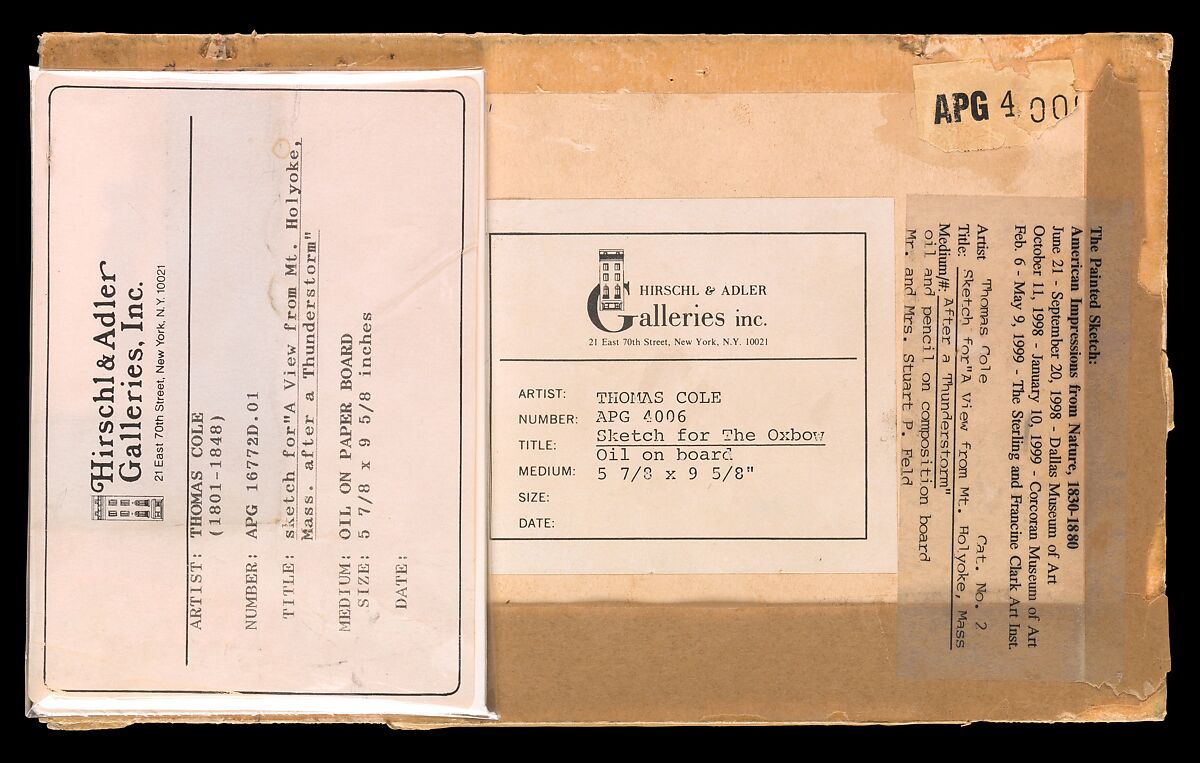 Sketch for View from Mount Holyoke, Northampton, Massachusetts, after a Thunderstorm (The Oxbow), Thomas Cole (American, Lancashire 1801–1848 Catskill, New York), Oil and pencil on composition board, American