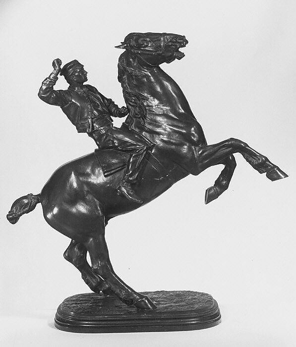 Boy and Rearing Stallion, Isidore Bonheur (French, Bordeaux, 1827–1901), Bronze, French 