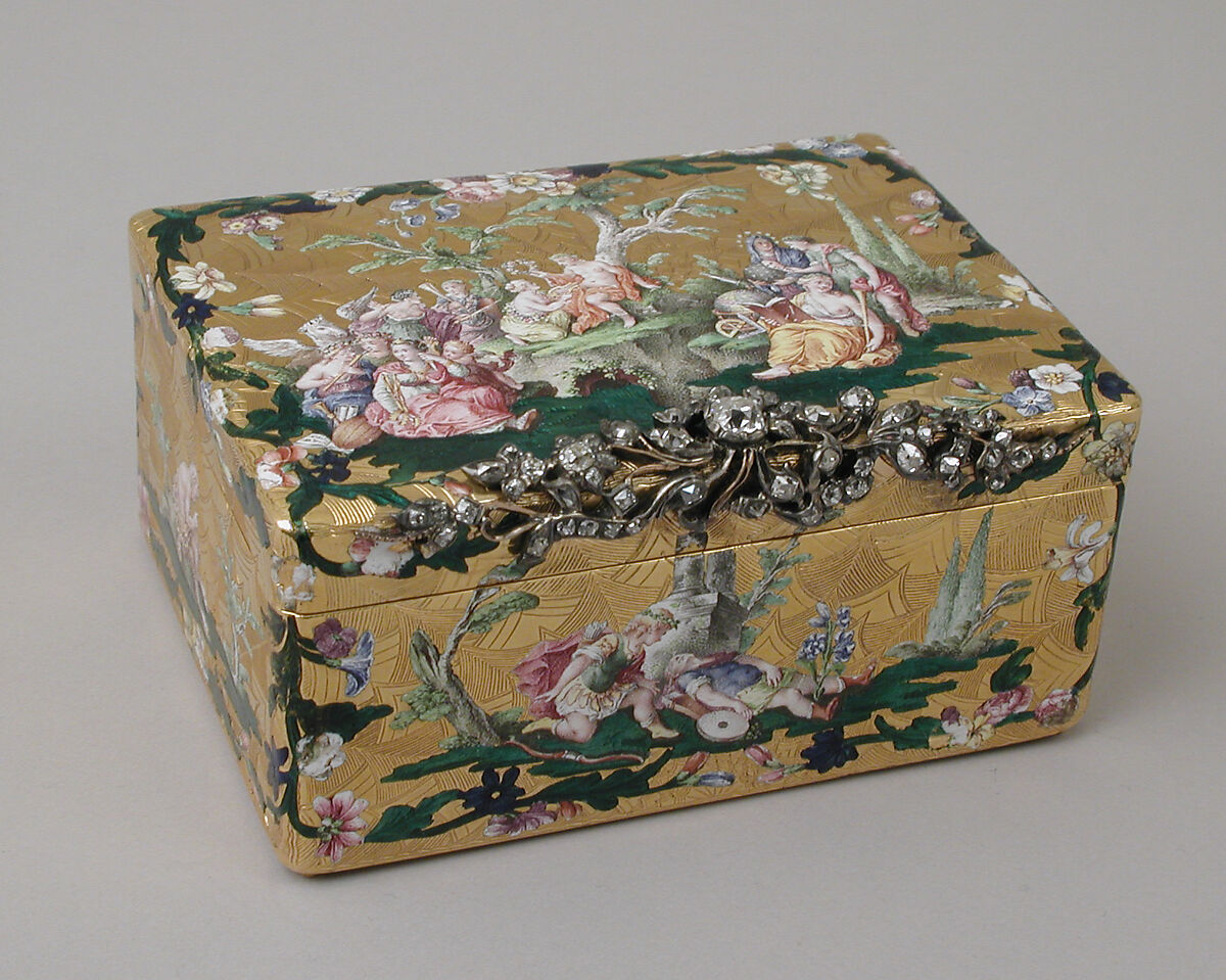Snuffbox, Attributed to Daniel Baudesson (1716–1785, working 1730–80), Gold, enamel, diamonds, German, Berlin 