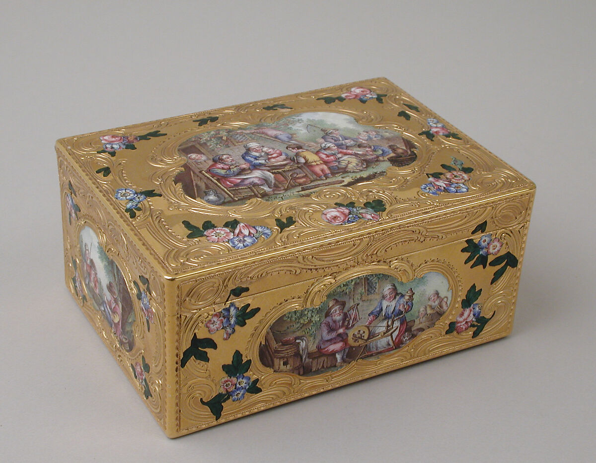 Snuffbox, Barnabé Sageret (French, active Paris, master 1731, died 1758), Gold, enamel, French, Paris 