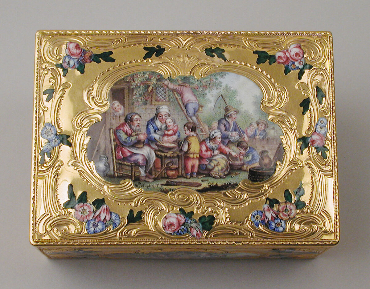 Snuffbox, Barnabé Sageret (French, active Paris, master 1731, died 1758), Gold, enamel, French, Paris