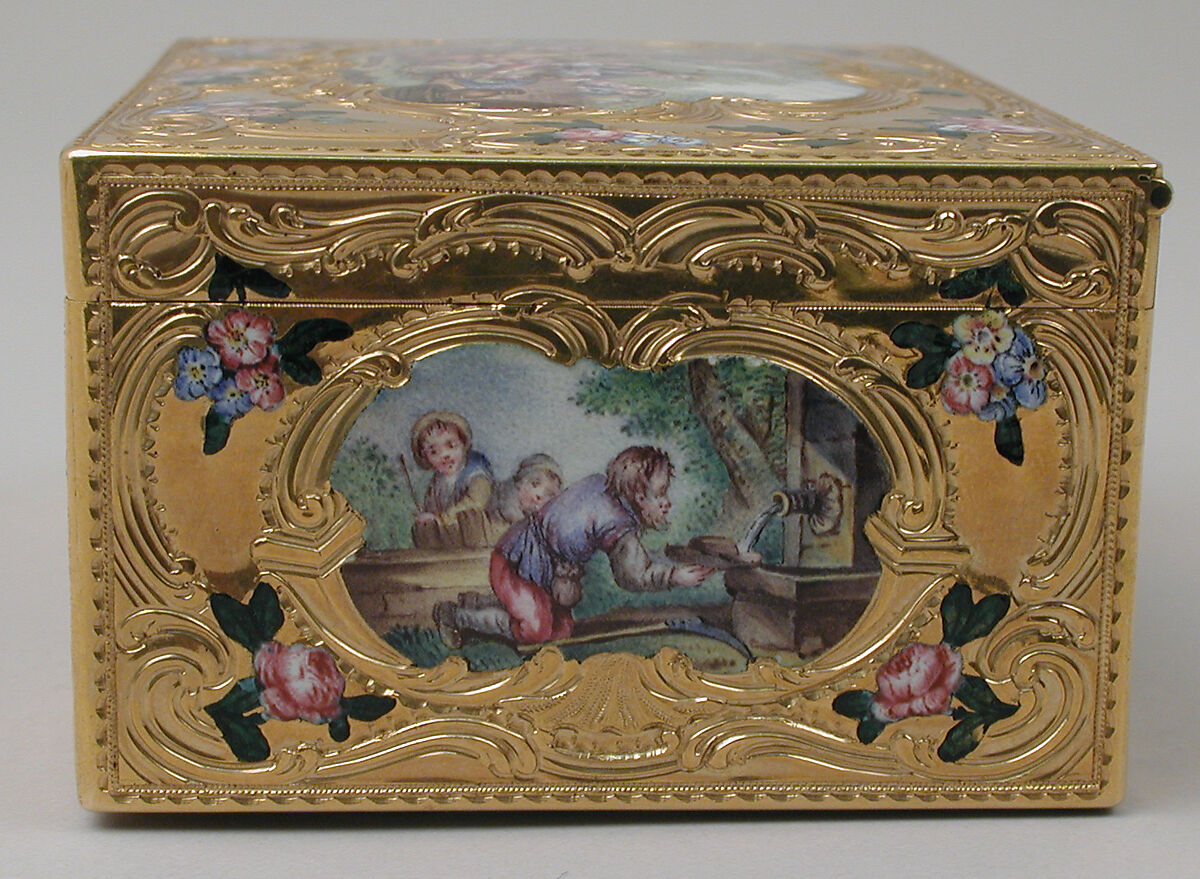 Snuffbox, Barnabé Sageret (French, active Paris, master 1731, died 1758), Gold, enamel, French, Paris
